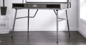 English Elm Modern Wrought Metal Industrial Computer Desk 47" L with USB Port, Drawer, 2 Shelves, Corrugated Backpanel B2741P340568