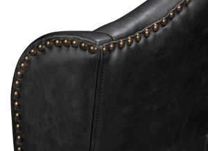 Sarreid Mercado High Back Dining Chairs Set Of 2 - Luxurious Black Top Grain Leather For Elegant Dining Black  54129