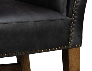 Sarreid Mercado High Back Dining Chairs Set Of 2 - Luxurious Black Top Grain Leather For Elegant Dining Black  54129