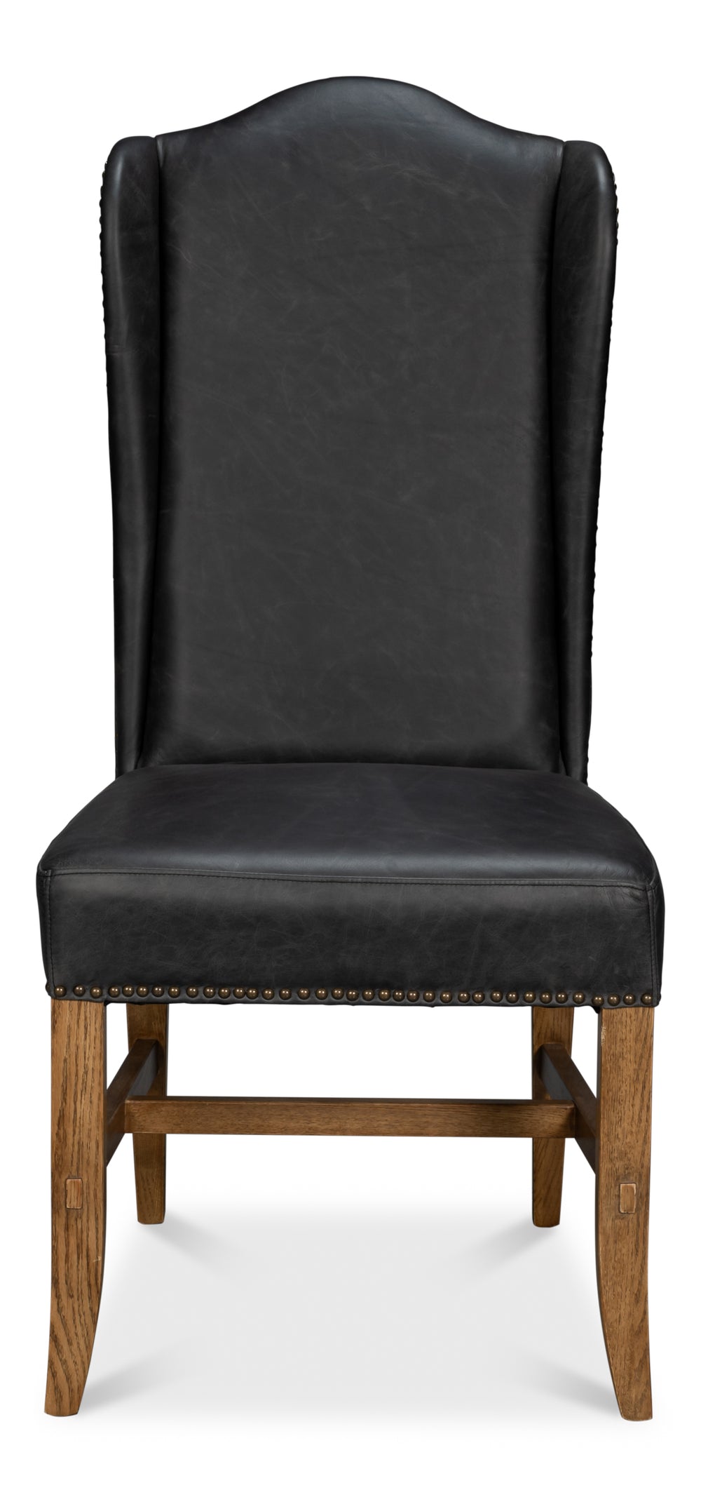 Sarreid Mercado High Back Dining Chairs Set Of 2 - Luxurious Black Top Grain Leather For Elegant Dining Black  54129