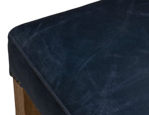 Sarreid Mercado High Back Dining Chair Set Of 2 - Luxurious Top Grain Blue Leather For Stylish Dining Spaces Blue  54130