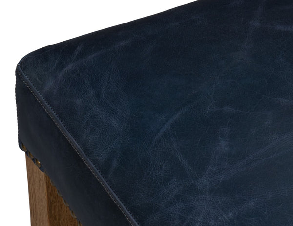 Sarreid Mercado High Back Dining Chair Set Of 2 - Luxurious Top Grain Blue Leather For Stylish Dining Spaces Blue  54130