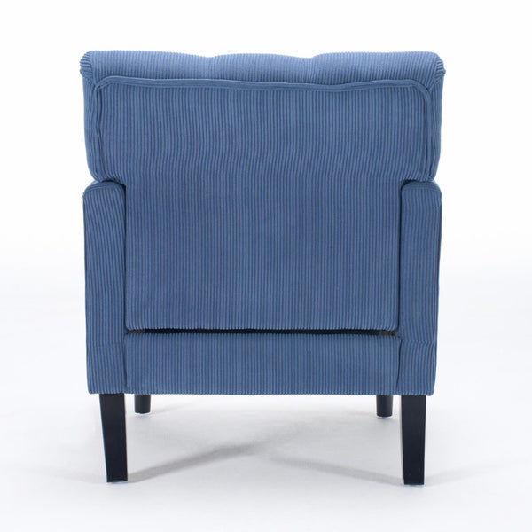 English Elm Tufted Button Corduroy Accent Chair Mid Century Studded Armchair for Living Room Blue W3523P387528