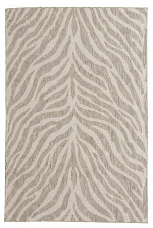 Unique Loom Outdoor Safari Tsavo Machine Made Animal Print Rug Gray, Ivory 5' 3" x 8' 0"