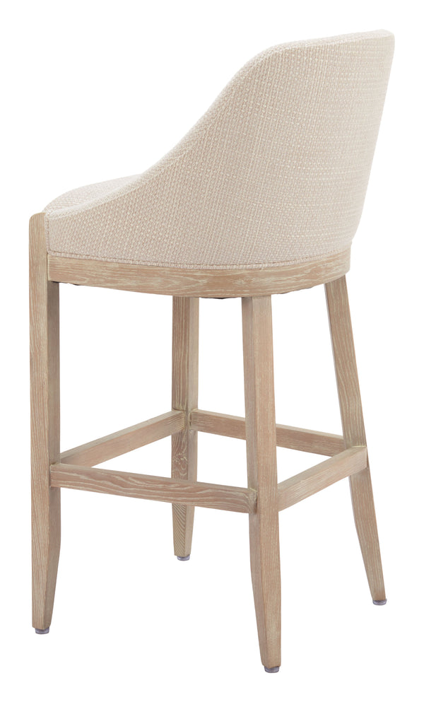 Zuo Modern Calmo Barstool Beige - Modern Design Meets Functionality With Premium Comfort For Your Home Space Beige 100% Polyester,Plywood,Solid Ash Wood 110647-zuo-modern