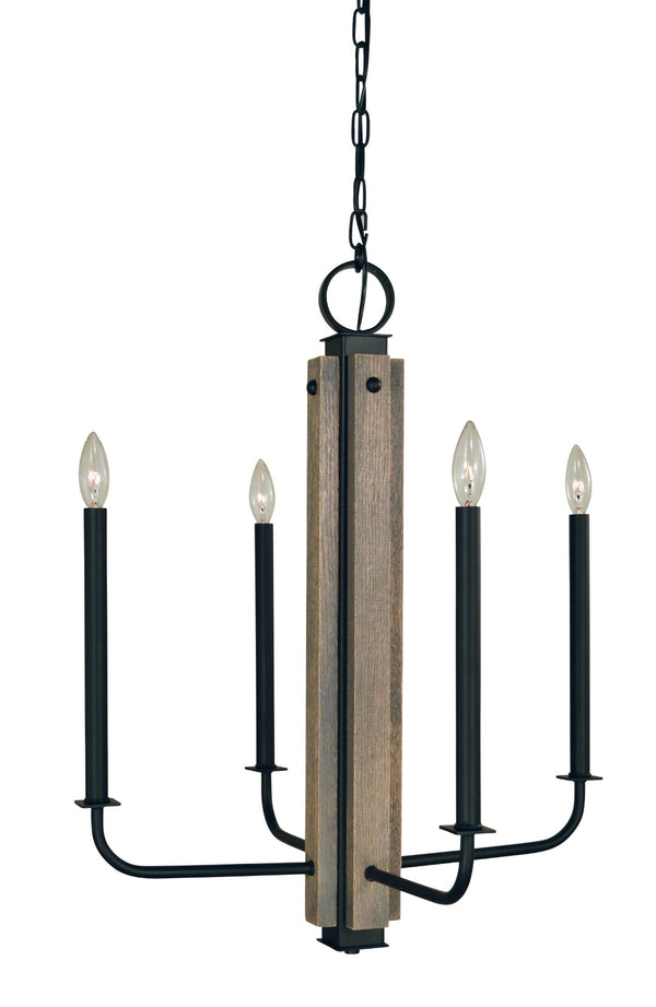 Framburg 4-light Modern Matte Black Chandelier With Elegant Grey Oak Accents And Stunning Candle Design Matte Black Metal 5414 Mblack