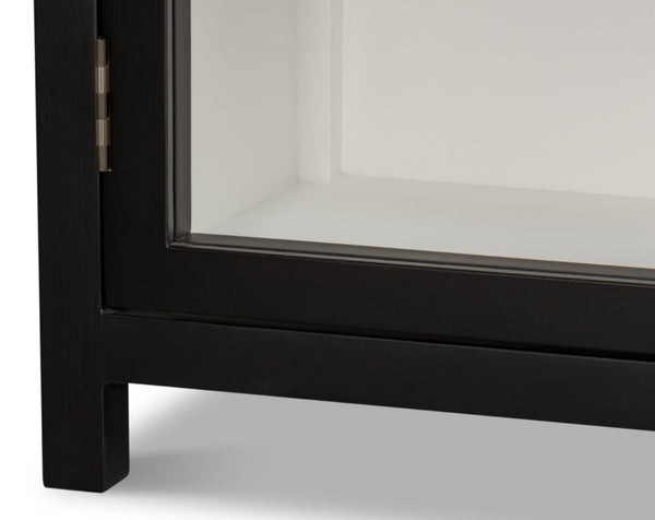 Sarreid Walker Bookcase Black - Stylish Dual-tone Design With Birch & Ash Veneer And Tempered Glass Shelves Black  54141