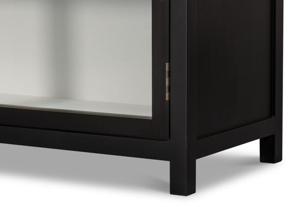 Sarreid Walker Bookcase Black - Stylish Dual-tone Design With Birch & Ash Veneer And Tempered Glass Shelves Black  54141