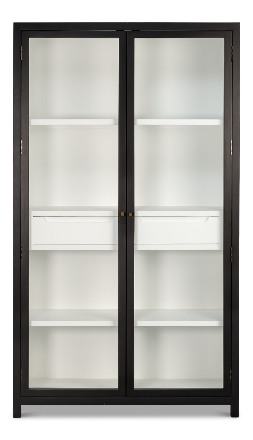 Sarreid Walker Bookcase Black - Stylish Dual-tone Design With Birch & Ash Veneer And Tempered Glass Shelves Black  54141