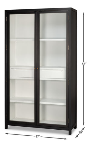 Sarreid Walker Bookcase Black - Stylish Dual-tone Design With Birch & Ash Veneer And Tempered Glass Shelves Black  54141
