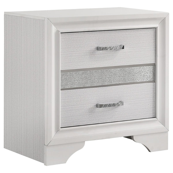 English Elm Annie Glam White Full Storage Bedroom Set with Crystal Pulls and Glitter Accents White B062S01607