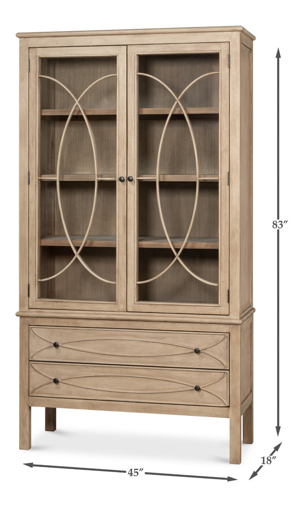 Sarreid Cecile Bookcase Beige - Elegant Bone White Finish With Reclaimed Pine For Stylish Home Storage Beige  54142