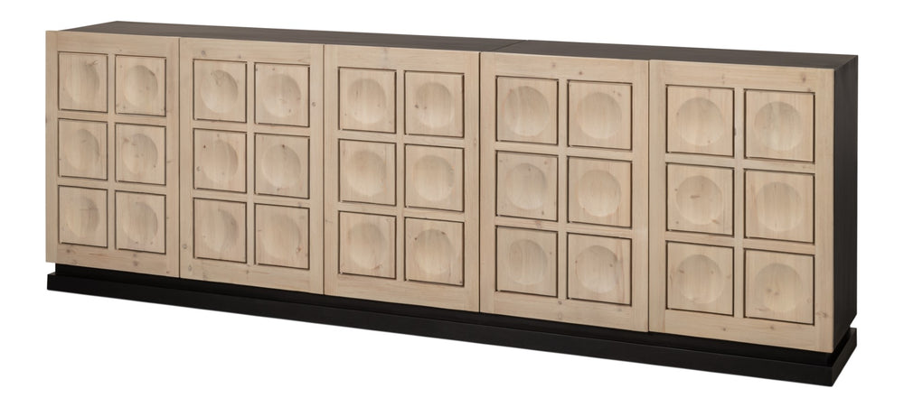 Sarreid Nadir Sideboard: Stylish Brushed Black Finish With Grey Doors - Reclaimed Pine & Birch Elegance Multicolor  54143