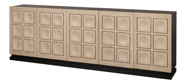 Sarreid Nadir Sideboard: Stylish Brushed Black Finish With Grey Doors - Reclaimed Pine & Birch Elegance Multicolor  54143