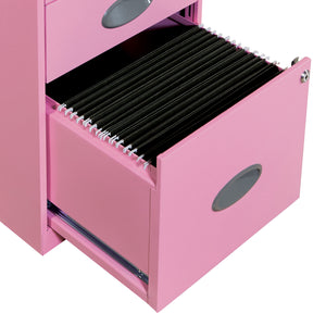 OSP Home Furnishings Metal File Cabinet Pink