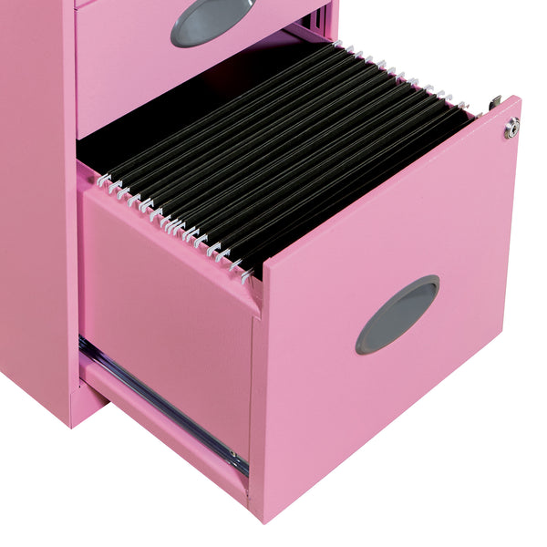 OSP Home Furnishings Metal File Cabinet Pink