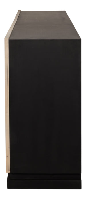 Sarreid Nadir Sideboard: Stylish Brushed Black Finish With Grey Doors - Reclaimed Pine & Birch Elegance Multicolor  54143