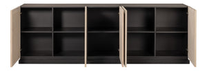 Sarreid Nadir Sideboard: Stylish Brushed Black Finish With Grey Doors - Reclaimed Pine & Birch Elegance Multicolor  54143