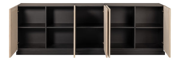 Sarreid Nadir Sideboard: Stylish Brushed Black Finish With Grey Doors - Reclaimed Pine & Birch Elegance Multicolor  54143