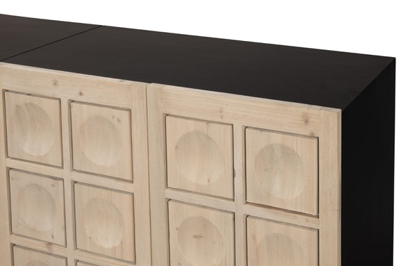 Sarreid Nadir Sideboard: Stylish Brushed Black Finish With Grey Doors - Reclaimed Pine & Birch Elegance Multicolor  54143