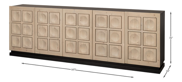 Sarreid Nadir Sideboard: Stylish Brushed Black Finish With Grey Doors - Reclaimed Pine & Birch Elegance Multicolor  54143