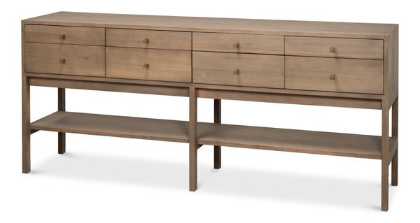 Sarreid Adler Console Table - Light Natural Wash Finish In New Elm - Stylish Storage & Contemporary Design Natural  54144