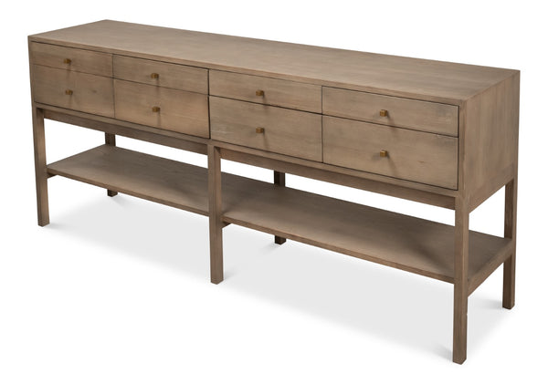 Sarreid Adler Console Table - Light Natural Wash Finish In New Elm - Stylish Storage & Contemporary Design Natural  54144