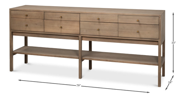Sarreid Adler Console Table - Light Natural Wash Finish In New Elm - Stylish Storage & Contemporary Design Natural  54144