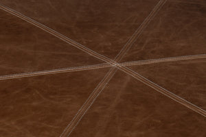 Sarreid Bertram Ottoman Leather - Luxurious Top Grain Leather With Elegant Ash Wood Base For Stylish Comfort Brown  54151