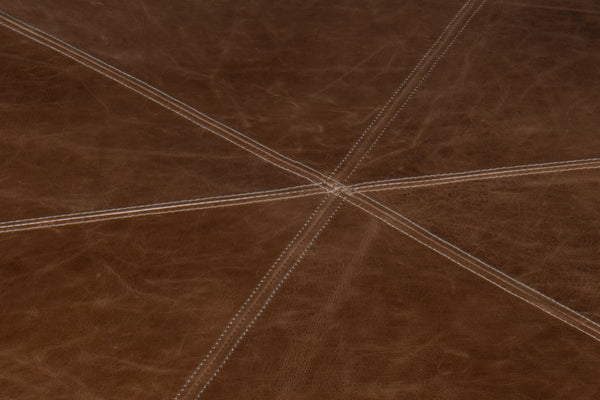 Sarreid Bertram Ottoman Leather - Luxurious Top Grain Leather With Elegant Ash Wood Base For Stylish Comfort Brown  54151