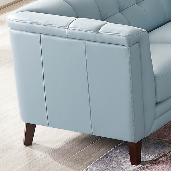 English Elm Arvo Leather Loveseat with Top-Grain Seating, Pocket Coil Cushions, Feather-Memory Comfort, Durable Frame Blue B2705P324381