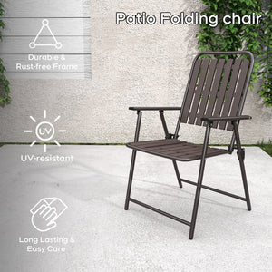 English Elm Brown Folding Patio Chair Set of 2 Wpc Slat Steel Frame Outdoor Seating 350lb W3979P392923