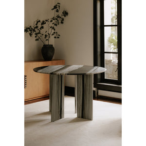 English Elm Celia Round Marble Dining Table with Bold Veining for Elegant Rooms B2769S00005