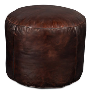 Sarreid Soccerball Stool - Stylish Dark Brown Leather Accent For Sports Enthusiasts & Home Decor Lovers Brown  54153