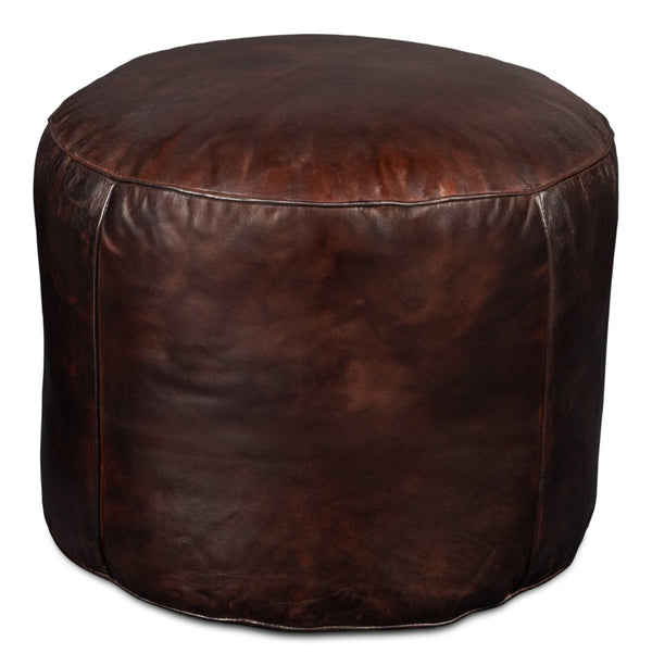 Sarreid Soccerball Stool - Stylish Dark Brown Leather Accent For Sports Enthusiasts & Home Decor Lovers Brown  54153