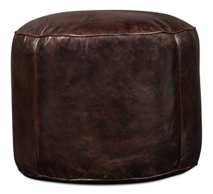 Sarreid Soccerball Stool - Stylish Dark Brown Leather Accent For Sports Enthusiasts & Home Decor Lovers Brown  54153