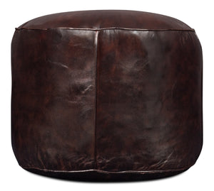 Sarreid Soccerball Stool - Stylish Dark Brown Leather Accent For Sports Enthusiasts & Home Decor Lovers Brown  54153