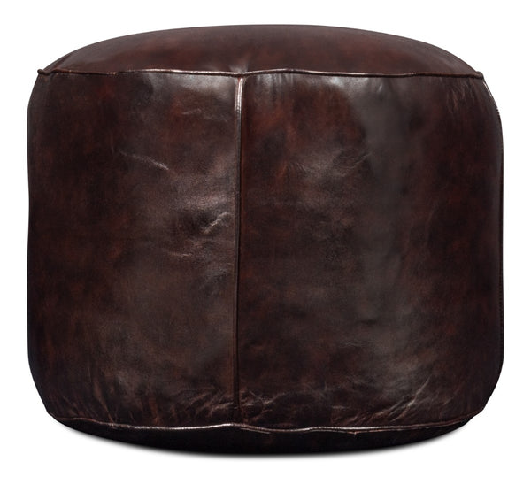 Sarreid Soccerball Stool - Stylish Dark Brown Leather Accent For Sports Enthusiasts & Home Decor Lovers Brown  54153