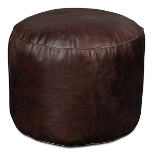 Sarreid Soccerball Stool - Stylish Dark Brown Leather Accent For Sports Enthusiasts & Home Decor Lovers Brown  54153