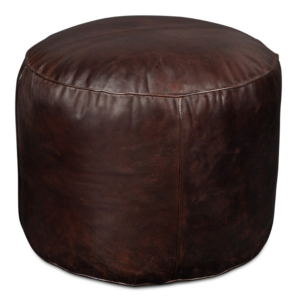 Sarreid Soccerball Stool - Stylish Dark Brown Leather Accent For Sports Enthusiasts & Home Decor Lovers Brown  54153