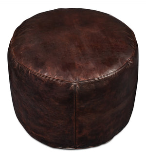Sarreid Soccerball Stool - Stylish Dark Brown Leather Accent For Sports Enthusiasts & Home Decor Lovers Brown  54153