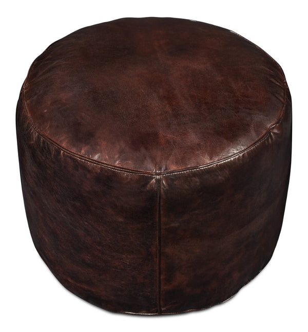 Sarreid Soccerball Stool - Stylish Dark Brown Leather Accent For Sports Enthusiasts & Home Decor Lovers Brown  54153