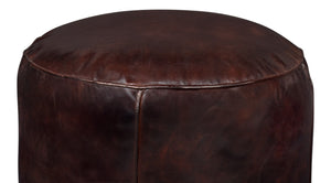 Sarreid Soccerball Stool - Stylish Dark Brown Leather Accent For Sports Enthusiasts & Home Decor Lovers Brown  54153