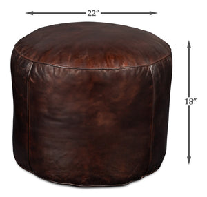 Sarreid Soccerball Stool - Stylish Dark Brown Leather Accent For Sports Enthusiasts & Home Decor Lovers Brown  54153