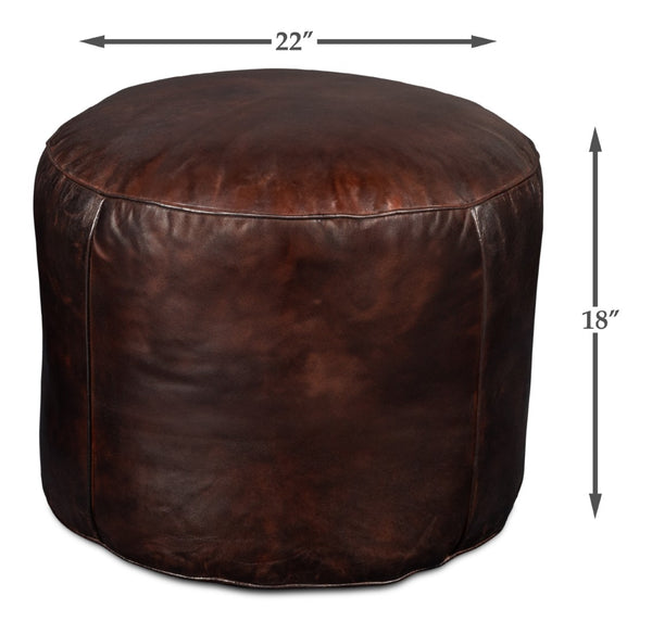 Sarreid Soccerball Stool - Stylish Dark Brown Leather Accent For Sports Enthusiasts & Home Decor Lovers Brown  54153