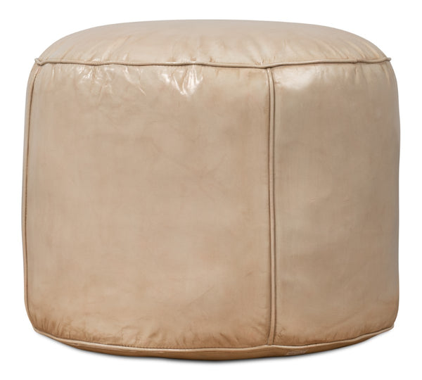 Sarreid Soccerball Stool Taupe Leather - Stylish & Unique Sports-themed Seating For Home Or Office Decor Beige  54154