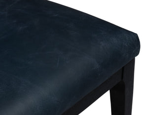 Sarreid Jefferson Distilled Leather Dining Chair Set Of 2 - Stylish Oak Wood Frame For Modern Elegance Blue  54156