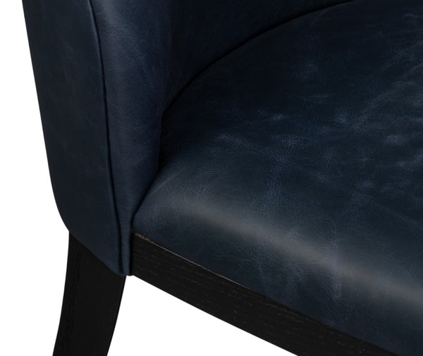 Sarreid Jefferson Distilled Leather Dining Chair Set Of 2 - Stylish Oak Wood Frame For Modern Elegance Blue  54156