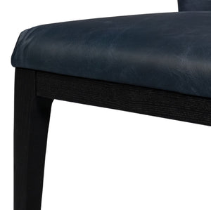 Sarreid Jefferson Distilled Leather Dining Chair Set Of 2 - Stylish Oak Wood Frame For Modern Elegance Blue  54156