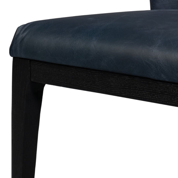 Sarreid Jefferson Distilled Leather Dining Chair Set Of 2 - Stylish Oak Wood Frame For Modern Elegance Blue  54156